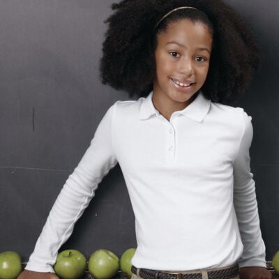 Girls' Long Sleeve Picot Polo Thumbnail